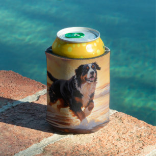 Rafraîchisseur Pour Canette Sandy Paws Bernese Mountain Dog on Beach Sunset