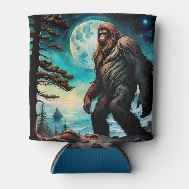 Rafraîchisseur Pour Canette Sasquatch debout sur la crête surplombant l'océan (Devant)