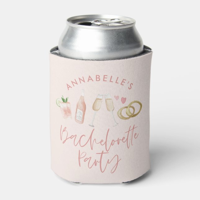 Rafraîchisseur Pour Canette Script de cocktail moderne rose girly bachelorette (Can devant)