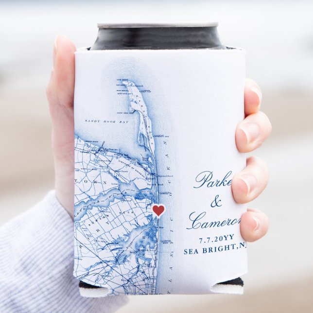 Rafraîchisseur Pour Canette Sea Bright New Jersey Wedding Favor Drink (These Sea Bright New Jersey can coozies are perfect for a Windows on the Water destination wedding)