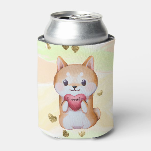 Rafraîchisseur Pour Canette Shiba Inu Tenir Un Coeur (Can devant)