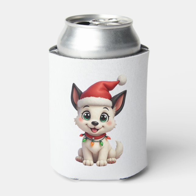 Rafraîchisseur Pour Canette Shih Tzu Santa Christmas Tree Lights Xmas Dog Love (Can devant)