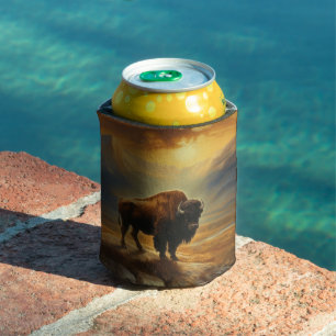 Rafraîchisseur Pour Canette Silhouette du coucher de soleil de bison de buffle