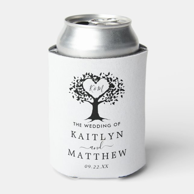 Rafraîchisseur Pour Canette Simple Mariage de l'arbre cardiaque du Monogramme  (Can devant)