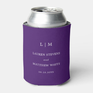 Rafraîchisseur Pour Canette Simple Mariage Monogramme Violet Élégant