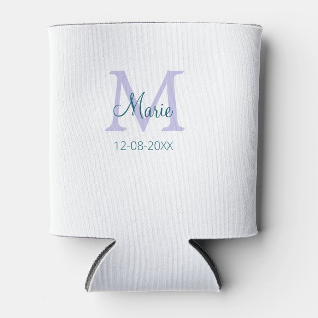 Rafraîchisseur Pour Canette simple minimum ajouter nom monogramme violet vert  (Devant)