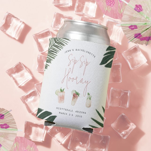 Rafraîchisseur Pour Canette Sip Sip Hooray Personnalisé Bachelorette Party (Créateur téléchargé)