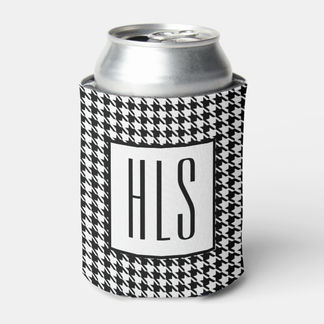 Rafraîchisseur Pour Canette Skinny Monogram Initials, Houndstooth Pattern 12oz (Can devant)