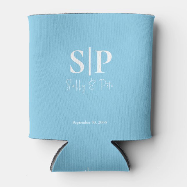 Rafraîchisseur Pour Canette Sky Blue Monogram Mariage Can Cooler (Devant)