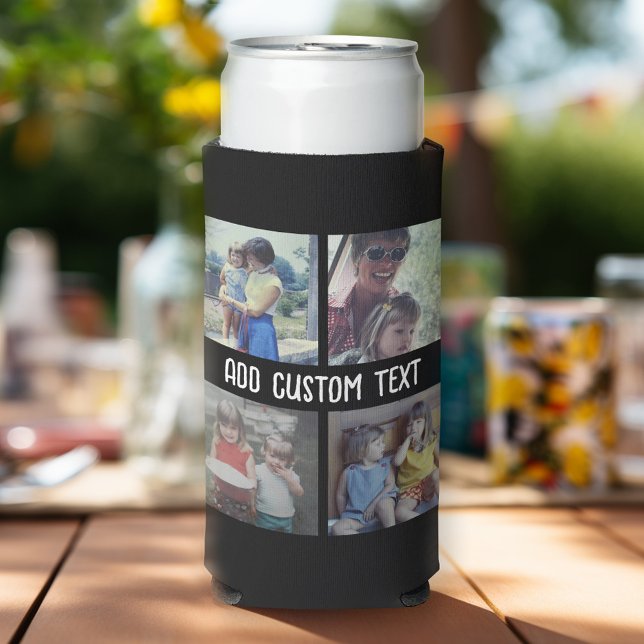 Rafraîchisseur Pour Canette Slim 4 Collage de photos - vous pouvez changer la coule (Party Personalized can coolers - add your photos and text)