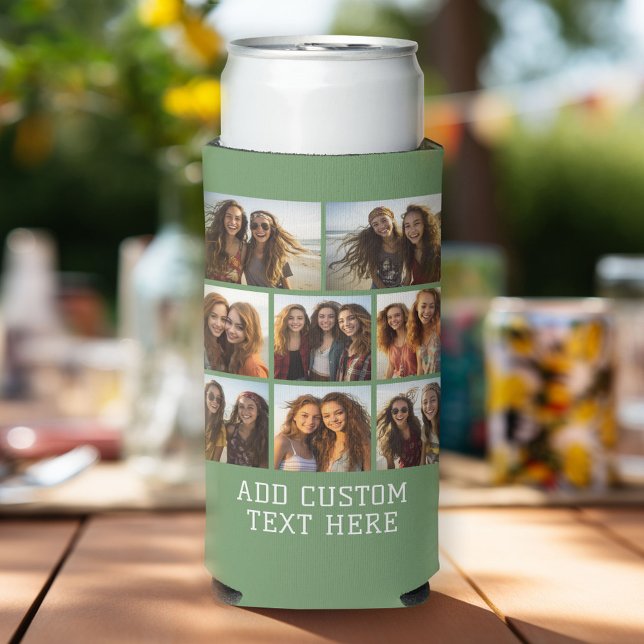 Rafraîchisseur Pour Canette Slim 8 Collage photo - Vert minimal moderne (Custom Can Cooler)