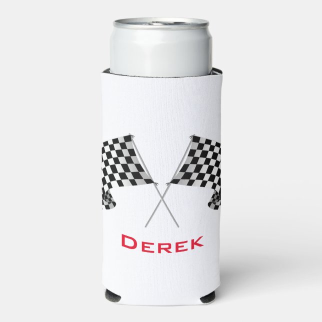 Rafraîchisseur Pour Canette Slim à damiers Indicateurs Design Seltzer Can Cooler (Seltzer Recto)