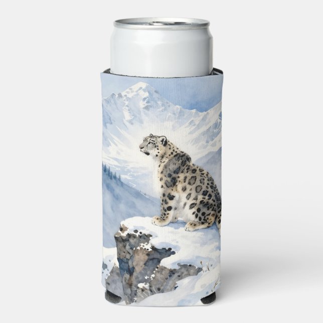 Rafraîchisseur Pour Canette Slim A Snow Leopard on Snowy Peak Personalized (Seltzer Recto)