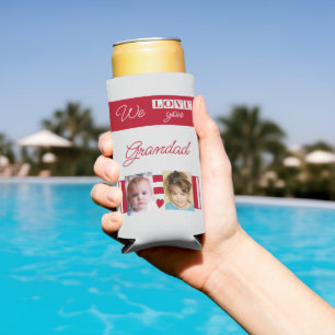 Rafraîchisseur Pour Canette Slim Aimez-vous grand-père 4 photo rouge et gris