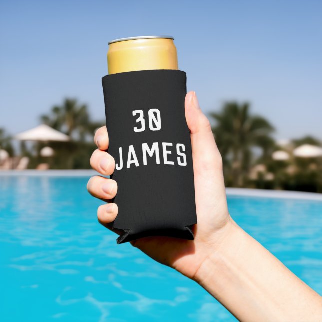 Rafraîchisseur Pour Canette Slim Anniversaire 30ème Elégant Noir Moderne Faveurs Él (Piscine in situ)
