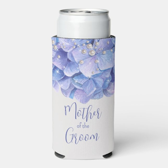Rafraîchisseur Pour Canette Slim Aquarelle Blue Hydrangea Pearl (Seltzer Verso)