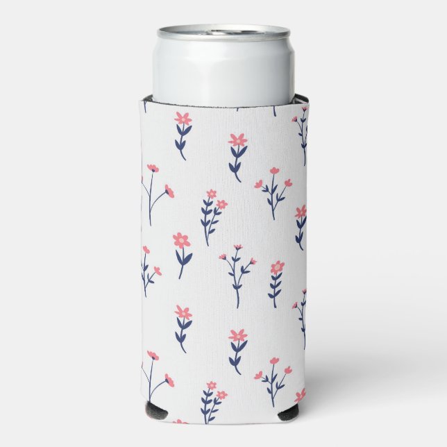 Rafraîchisseur Pour Canette Slim Aquarelle printanière Botanique floraison sans joi (Seltzer Recto)