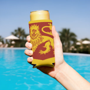 Rafraîchisseur Pour Canette Slim Armoiries Lion Doré Royal Bouclier Rouge