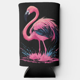 Rafraîchisseur Pour Canette Slim Artisan Whimsical Flamant rose rose | Noir
