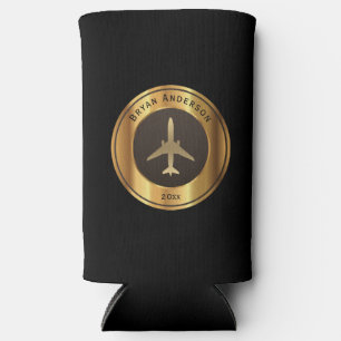 Rafraîchisseur Pour Canette Slim Aviation - Gold Airplane Logo Seltzer Can Cooler