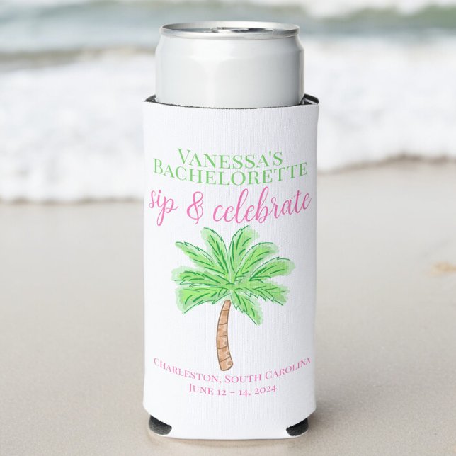 Rafraîchisseur Pour Canette Slim Bachelorette Sip & Celebry Palm Personnalisé (Créateur téléchargé)