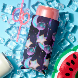 Rafraîchisseur Pour Canette Slim Ballons cosmiques   Blue Purple Moon Stars Planète