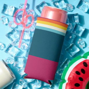 Rafraîchisseur Pour Canette Slim Bande des tons rose et bleu