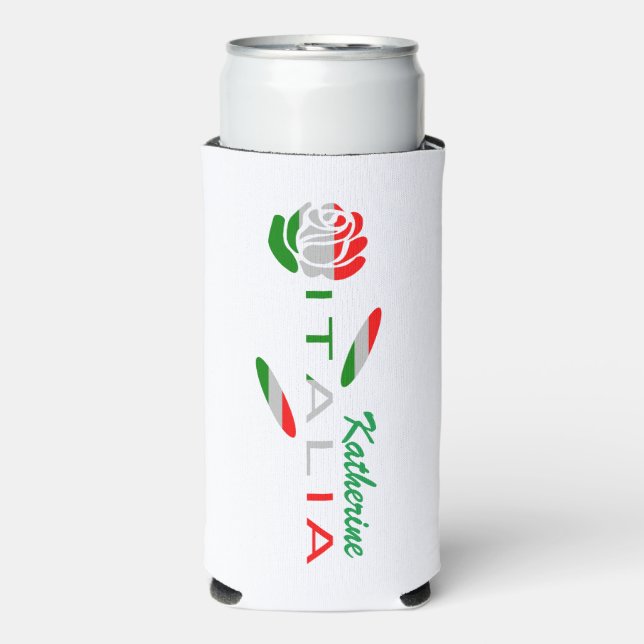 Rafraîchisseur Pour Canette Slim Bandiera d'Italia Rosa personnalisée (Seltzer Recto)