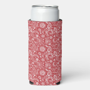 Rafraîchisseur Pour Canette Slim Batik blanc rouge style boho motif floral