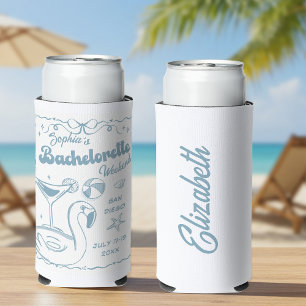 Rafraîchisseur Pour Canette Slim Beach Bachelorette Party Dusty Blue