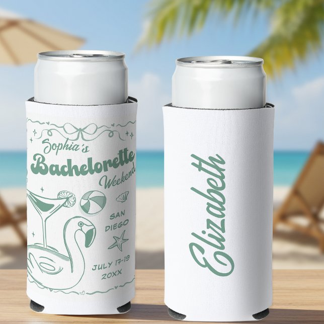 Rafraîchisseur Pour Canette Slim Beach Bachelorte Party Green (Créateur téléchargé)
