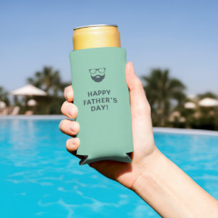 Rafraîchisseur Pour Canette Slim Beard man heureux fête des pères turquoise