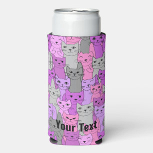 Rafraîchisseur Pour Canette Slim Beaucoup Pink Purple Chats Design Seltzer Peut ref