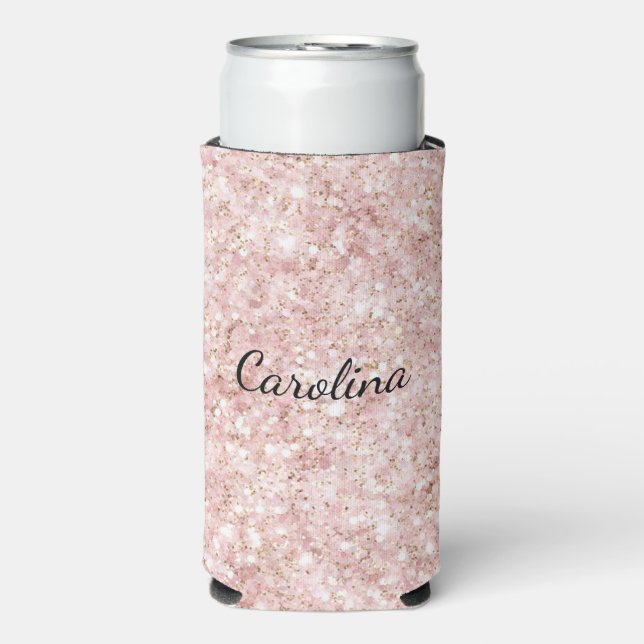 Rafraîchisseur Pour Canette Slim Blush Pink Glitzy Glitter (Seltzer Recto)