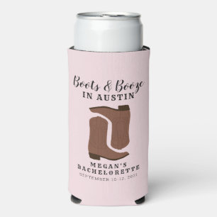Rafraîchisseur Pour Canette Slim Boots & Booze Austin Texas Bachelorette Can Cooler