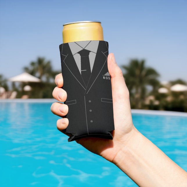Rafraîchisseur Pour Canette Slim Boss de costume noir d'affaires peut refroidir vot (Piscine in situ)
