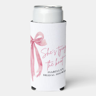 Rafraîchisseur Pour Canette Slim Bow rose vif Elle noue la Fête des mariées de noeu