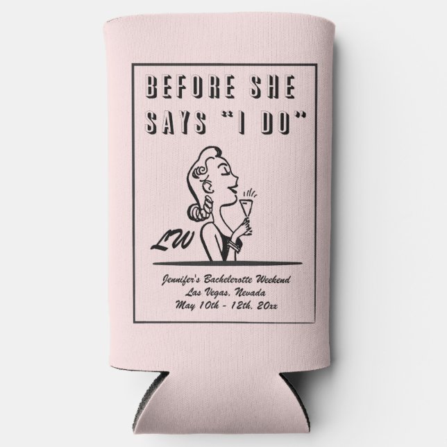 Rafraîchisseur Pour Canette Slim Bridesmaitres Monogram - Bachelorette Party (Recto)