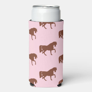 Rafraîchisseur Pour Canette Slim Brown silhouette de cheval sur rose