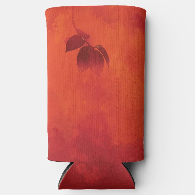 Rafraîchisseur Pour Canette Slim Brûlé Orange Persimmon Feuilles Abtract Automne (Recto)