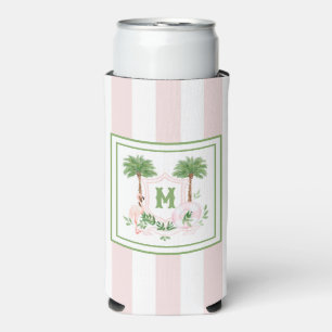 Rafraîchisseur Pour Canette Slim Cabana Rayures Palm Beach Monogramme Armoiries