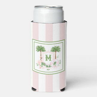 Rafraîchisseur Pour Canette Slim Cabana Rayures Palm Beach Monogramme Armoiries
