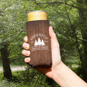 Rafraîchisseur Pour Canette Slim Cabine Nom de famille Rustic Wood Forest