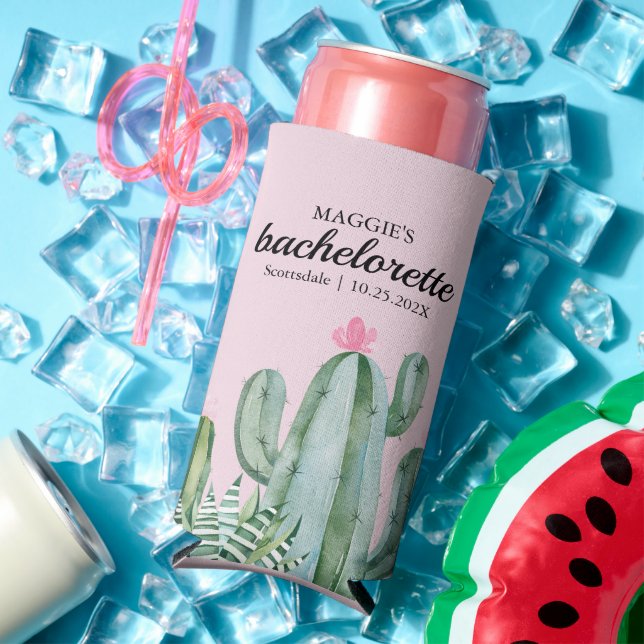Rafraîchisseur Pour Canette Slim Cactus Succulent Fleur Bachelorette Favoriser (Été in situ)