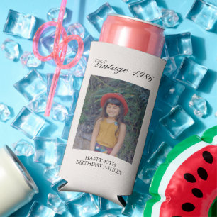 Rafraîchisseur Pour Canette Slim Cadeau de fête d'anniversaire adulte Photo bébé vi