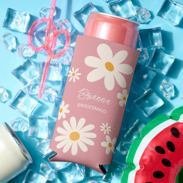 Rafraîchisseur Pour Canette Slim Cadeaux de demoiselle de Bridesmaid rétro margueri (Été in situ)