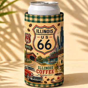 Rafraîchisseur Pour Canette Slim Café Americana de l'Illinois Route 66 Rétro