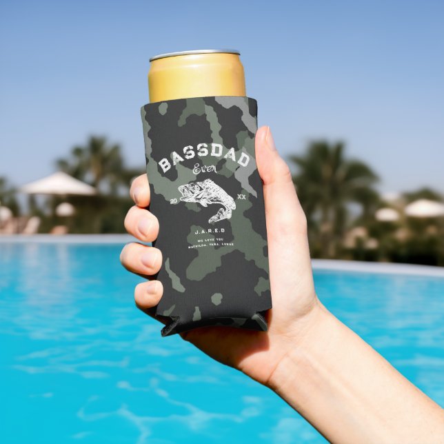 Rafraîchisseur Pour Canette Slim Camouflage de pêche de basse moderne Nom personnal (Piscine in situ)
