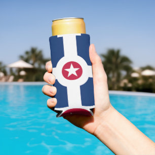 Rafraîchisseur Pour Canette Slim Can Cooler avec le drapeau d'Indianapolis City, Ét