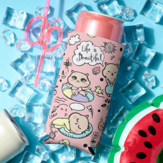 Rafraîchisseur Pour Canette Slim Can Coolers avec de drôles de dessins animés.